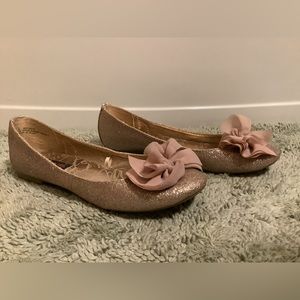 Glitter Pink Flats with Bow